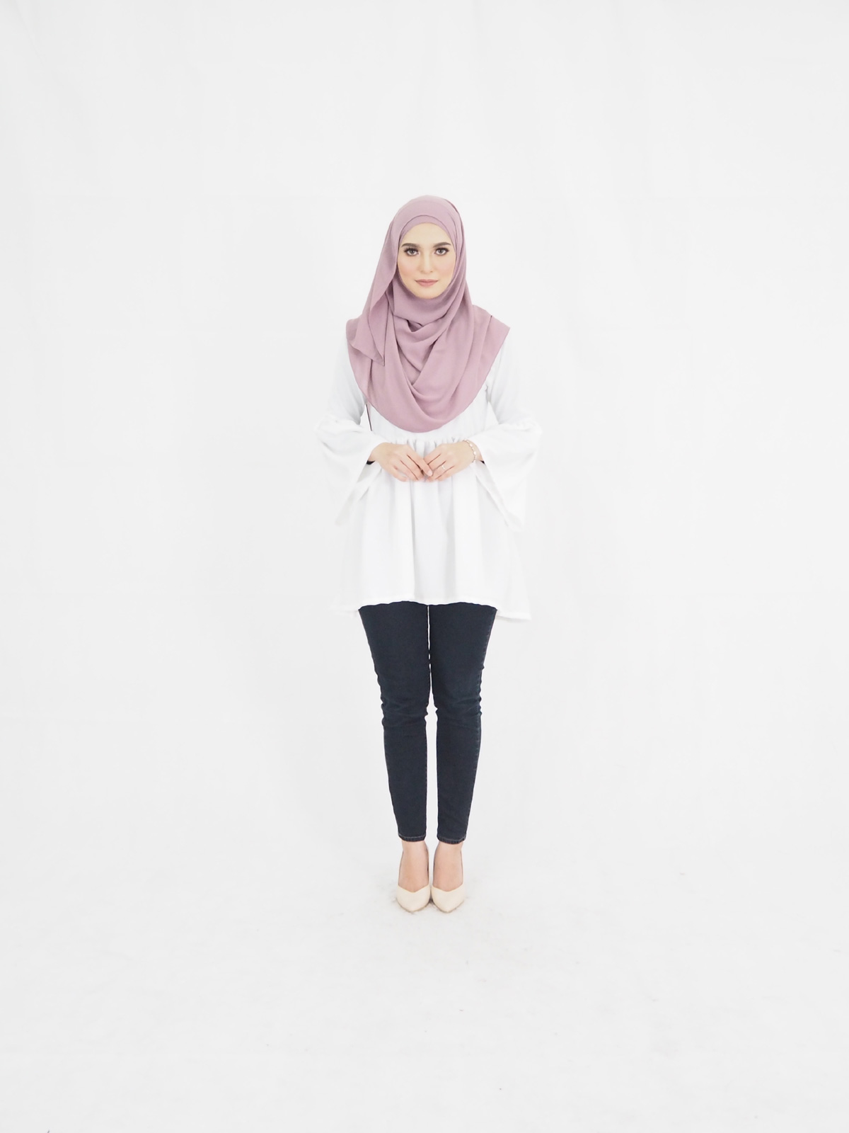 SW5374 PLUS SIZE FISHTAIL BLOUSE WHITE