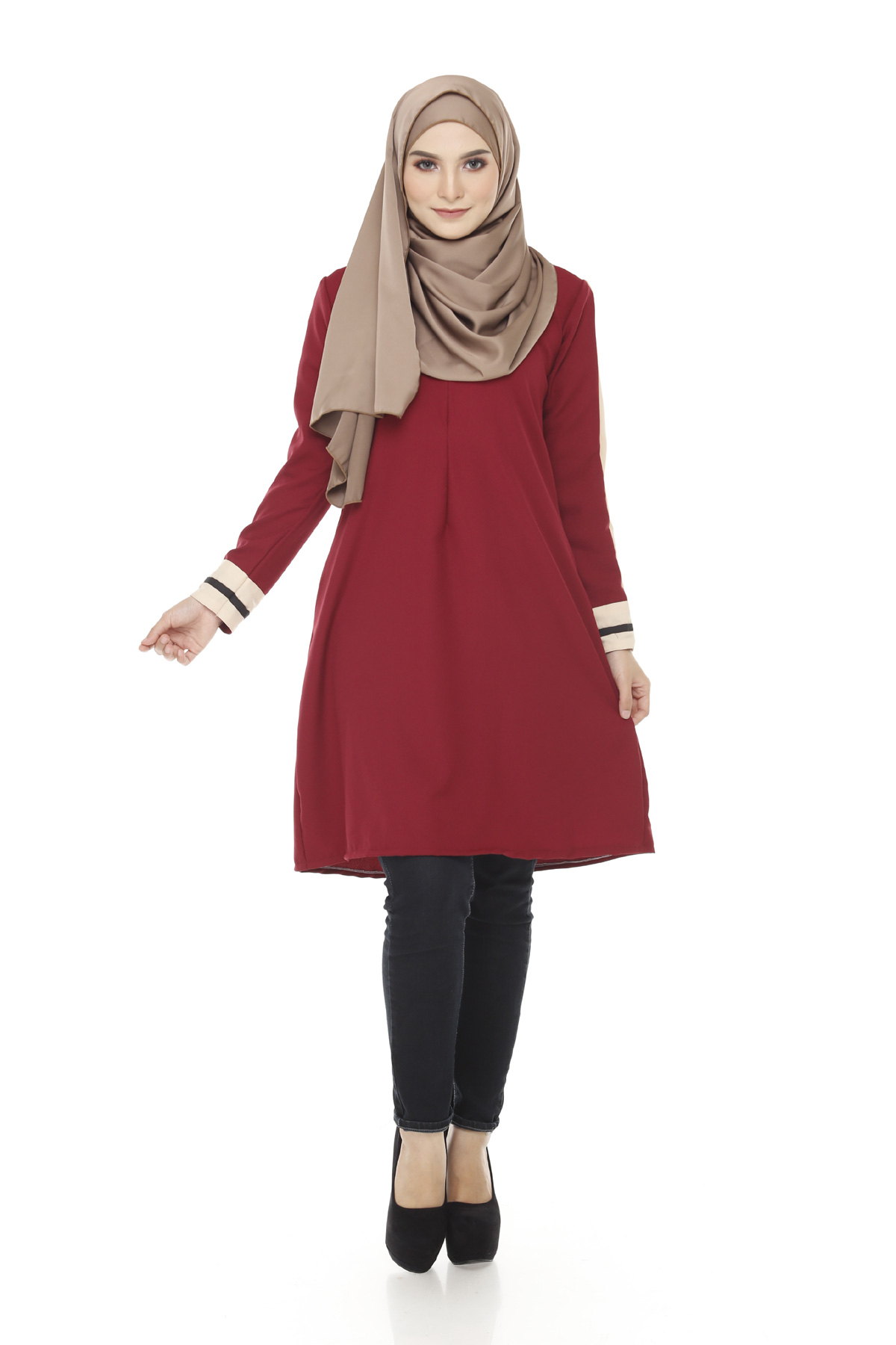 SW5375 MUSLIMAH PLUS SIZE MAROON