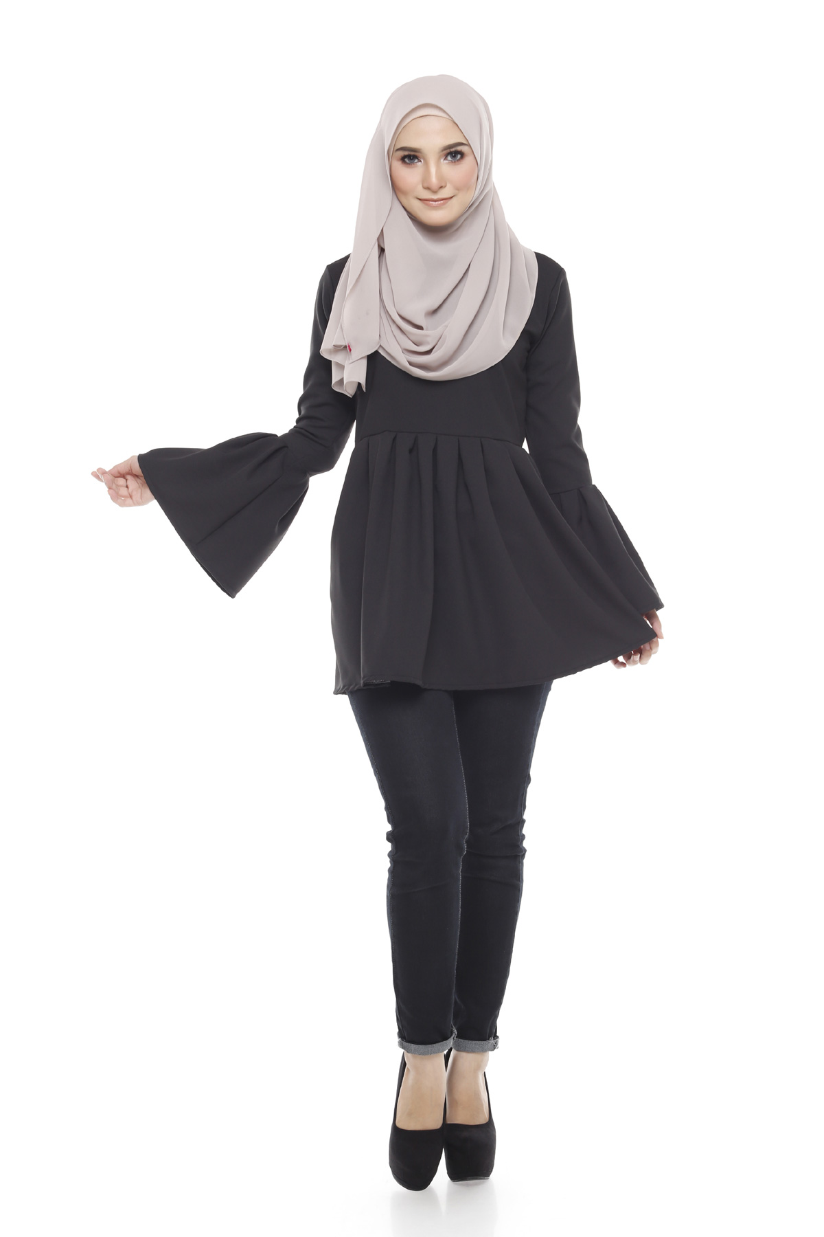 SW5376 STYLISH PLUS SIZE BLOUSE BLACK