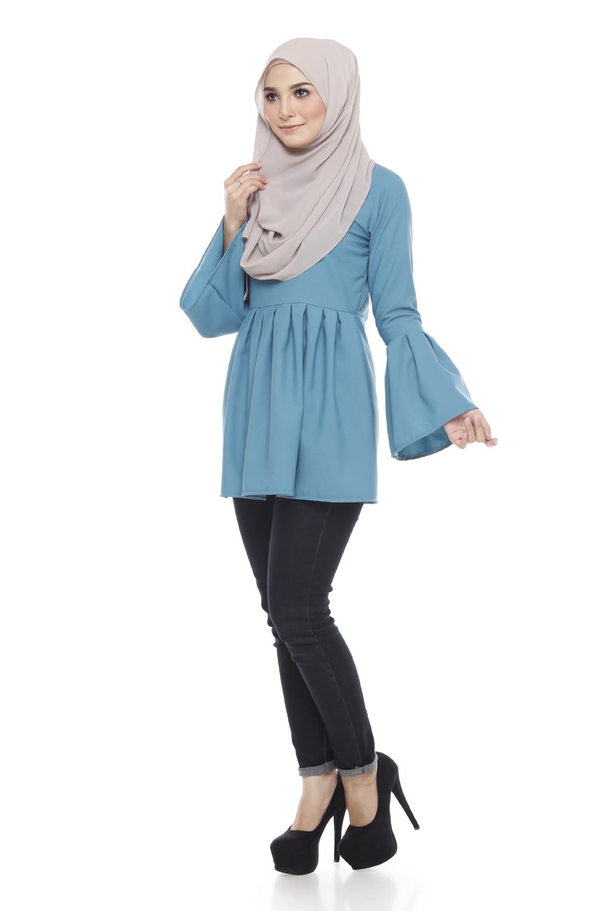 SW5376 STYLISH PLUS SIZE BLOUSE BLUE