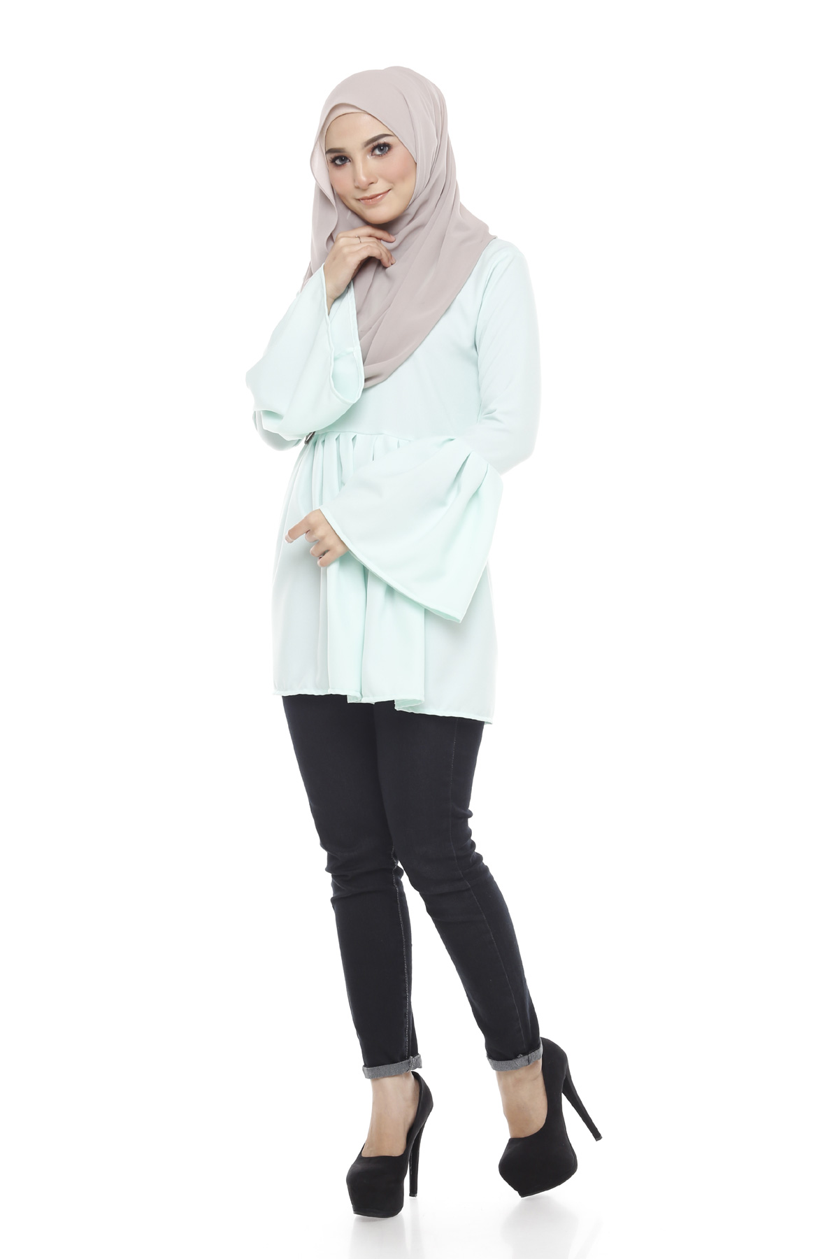 SW5376 STYLISH PLUS SIZE BLOUSE GREEN