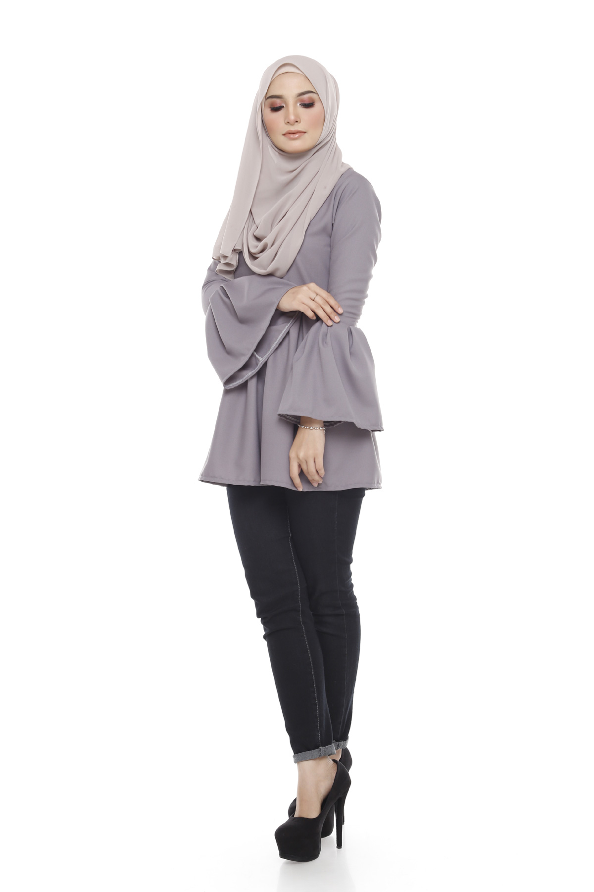 SW5376 STYLISH PLUS SIZE BLOUSE GREY