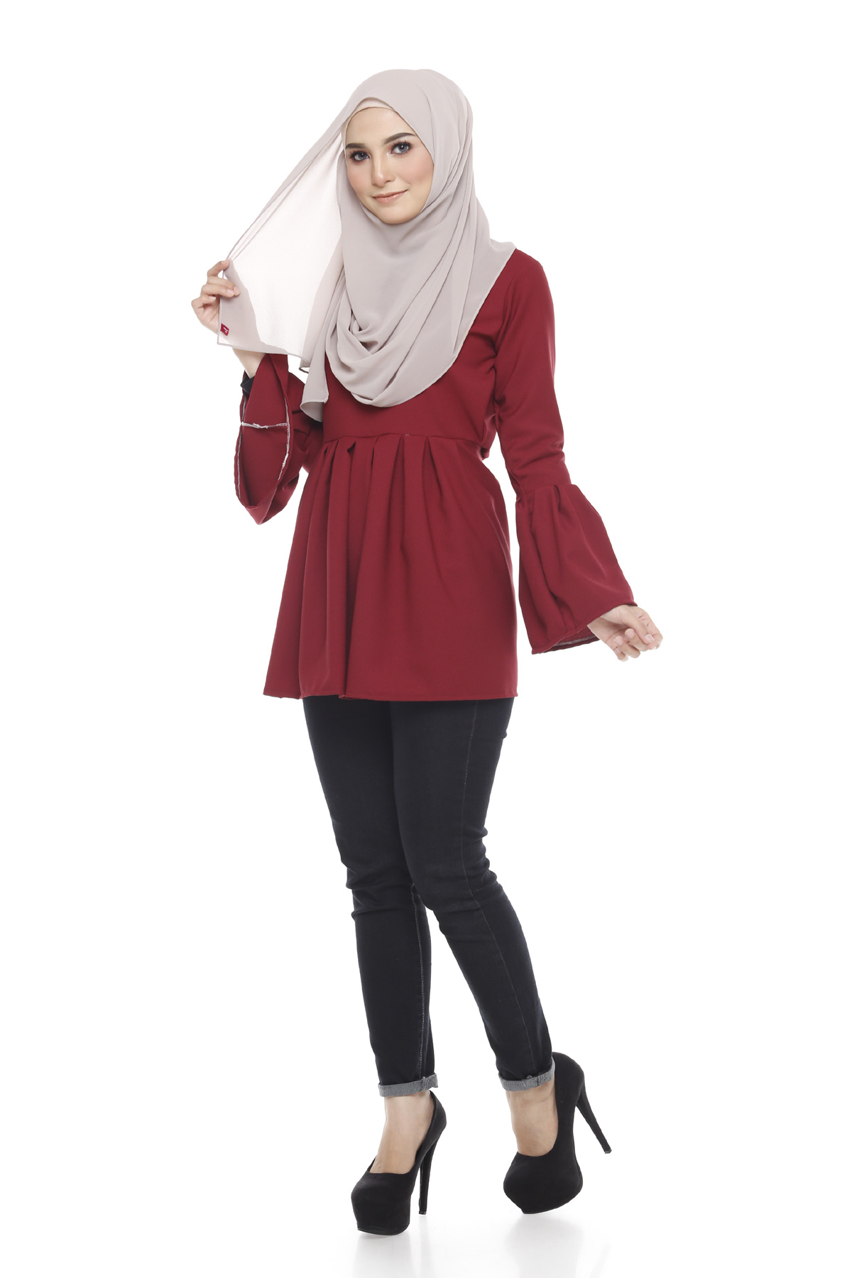 SW5376 STYLISH PLUS SIZE BLOUSE MAROON