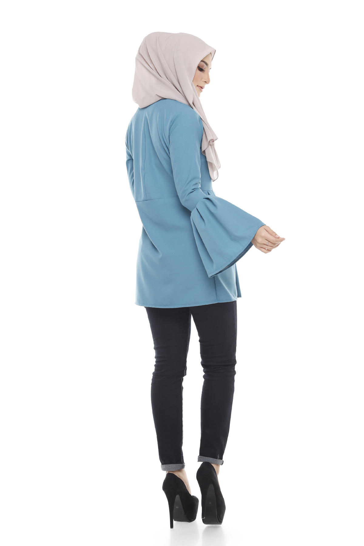 SW5376 STYLISH PLUS SIZE BLOUSE BLUE