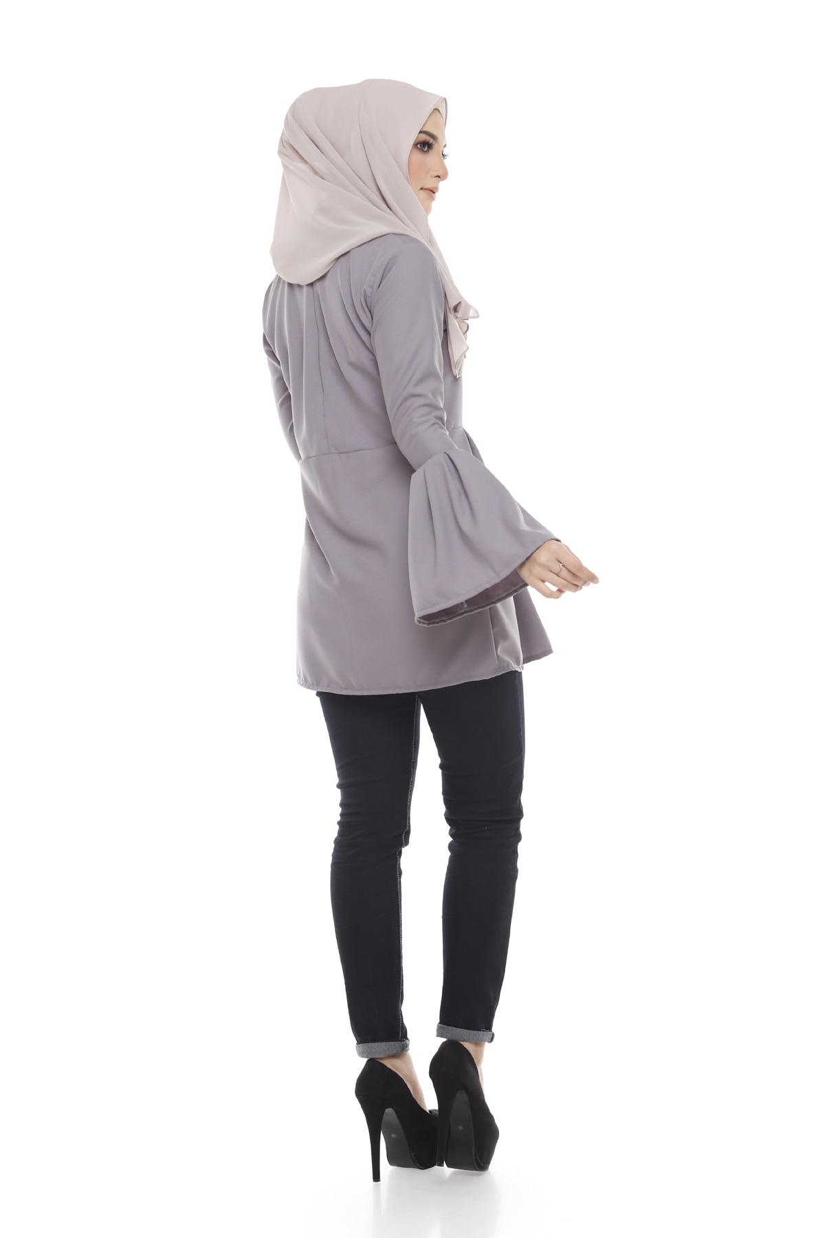 SW5376 STYLISH PLUS SIZE BLOUSE GREY