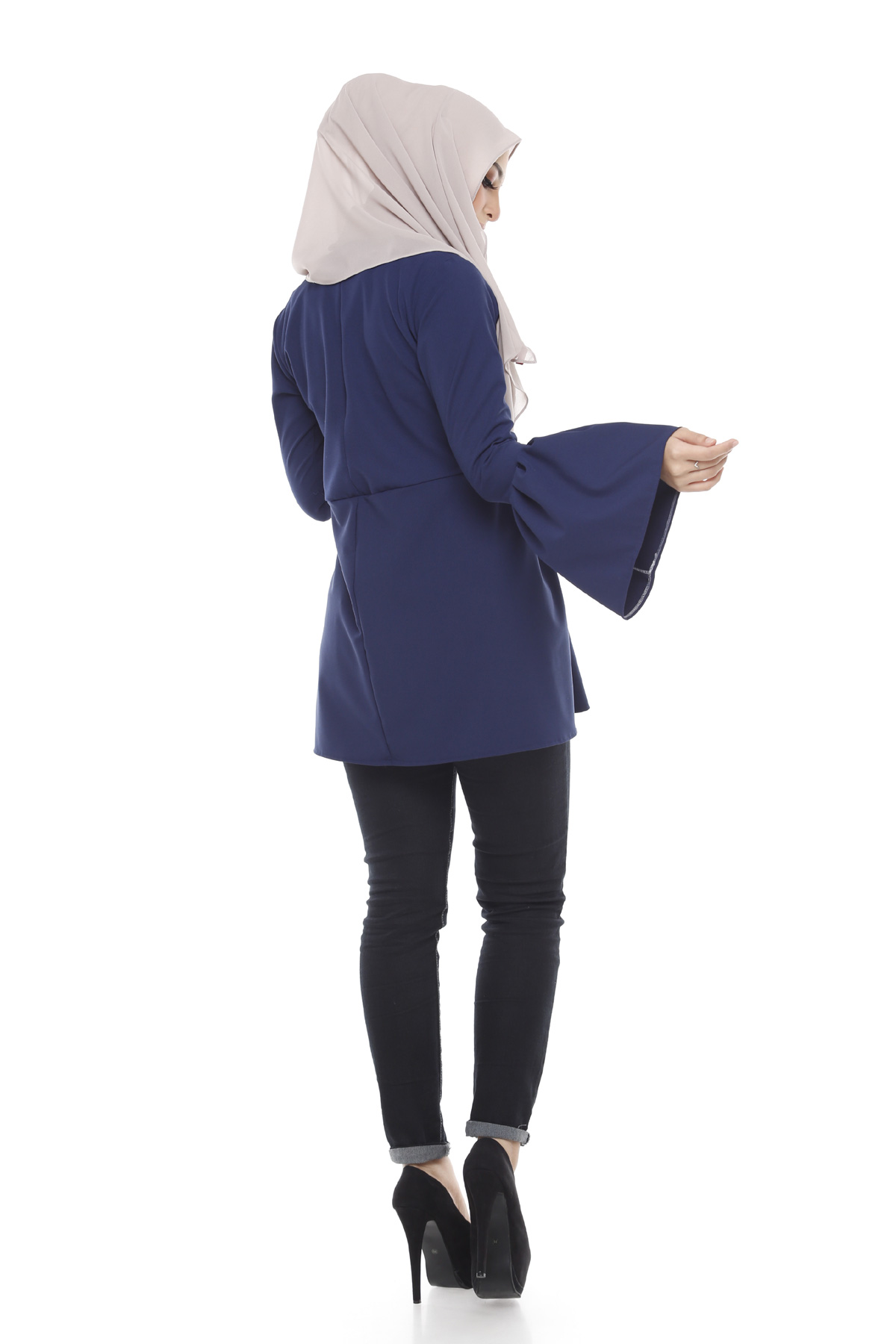 SW5376 STYLISH PLUS SIZE BLOUSE NAVY BLUE