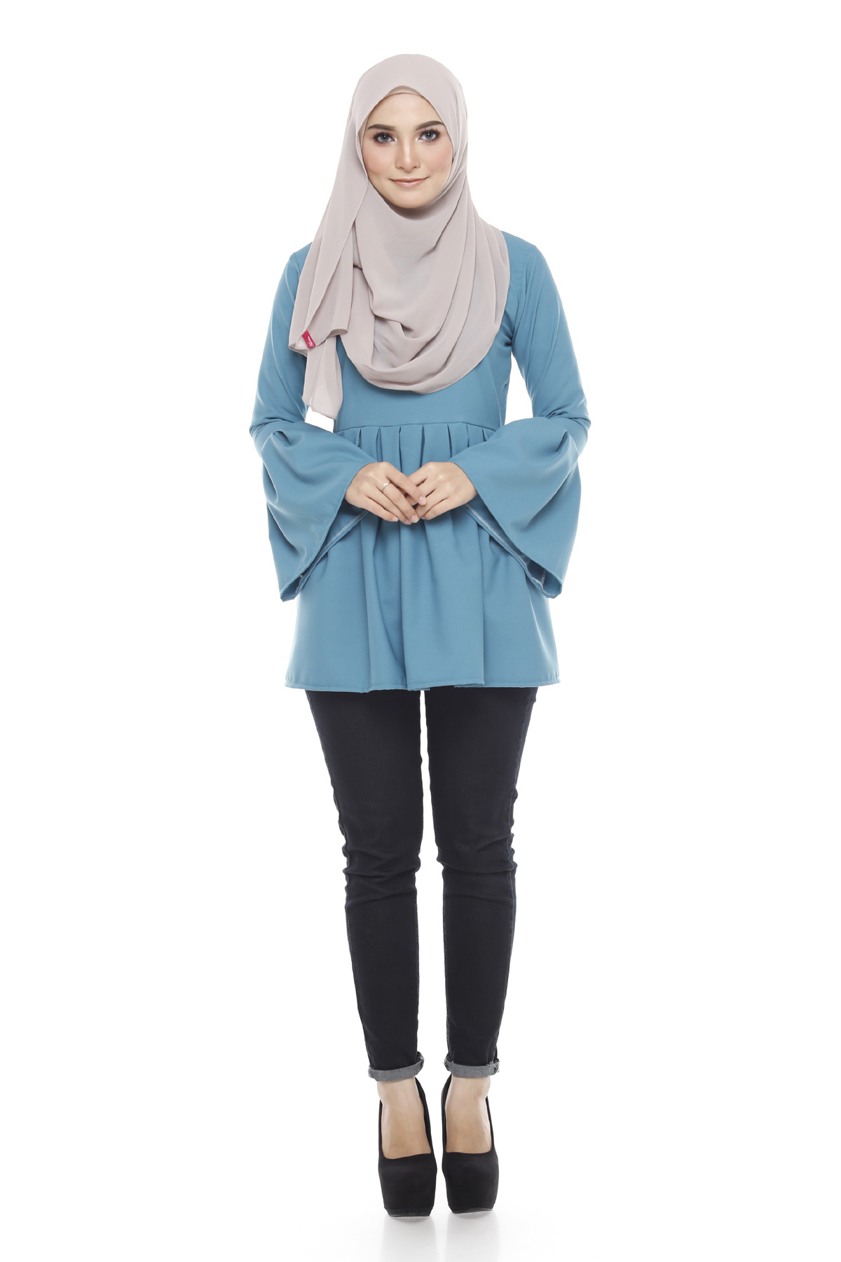 SW5376 STYLISH PLUS SIZE BLOUSE BLUE