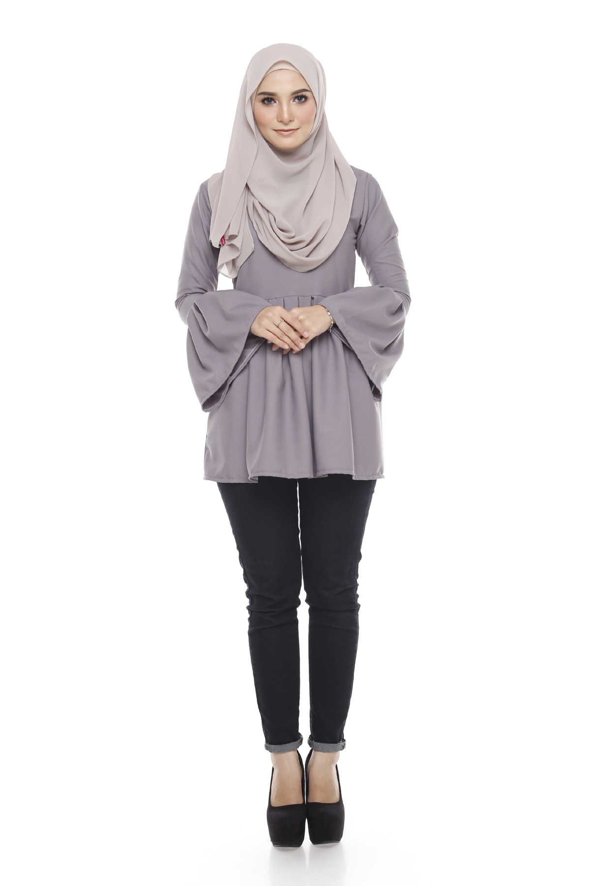 SW5376 STYLISH PLUS SIZE BLOUSE GREY