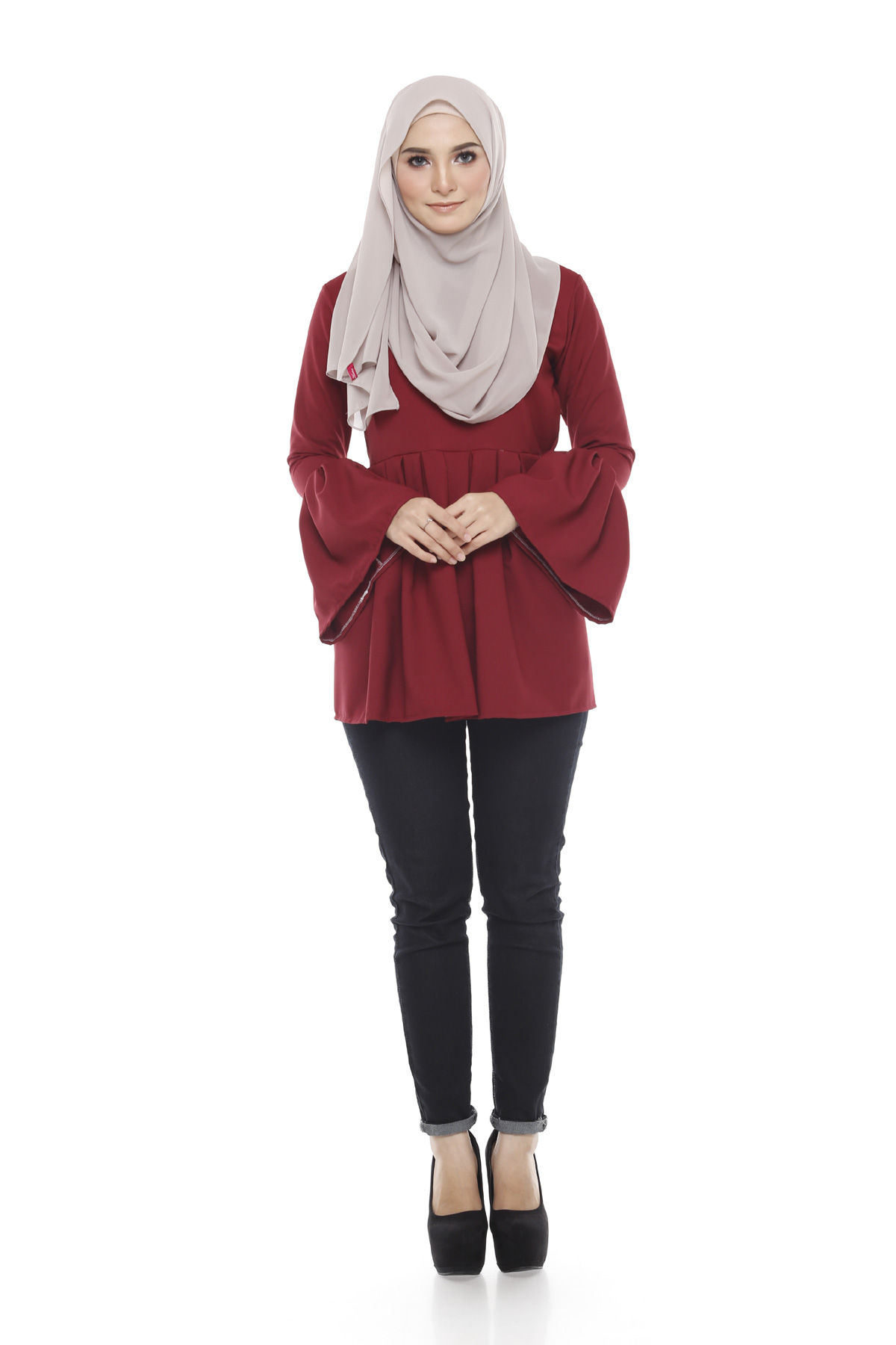 SW5376 STYLISH PLUS SIZE BLOUSE MAROON
