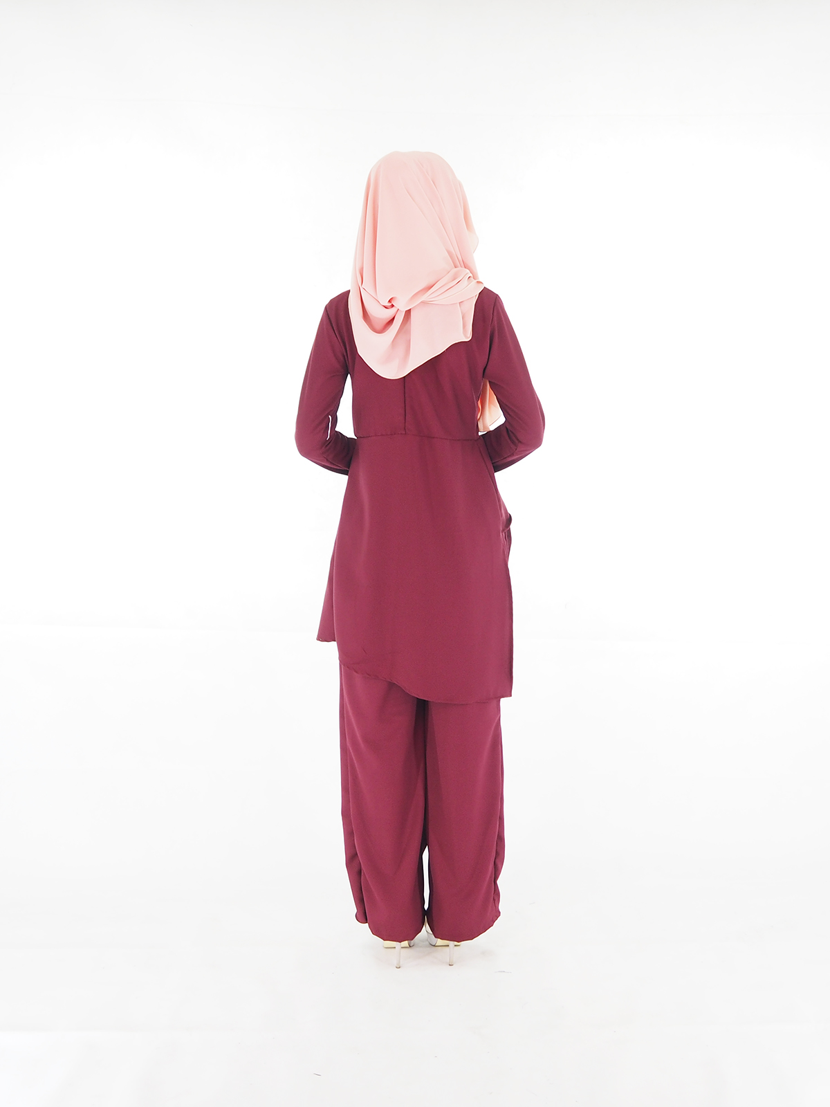 SW5377 Plus Size Blouse+Pants Palazzo Maroon