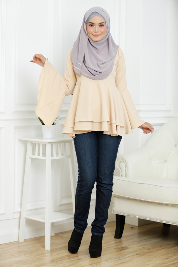 SW5378 PLUS SIZE PEPLUM BLOUSE CREAM