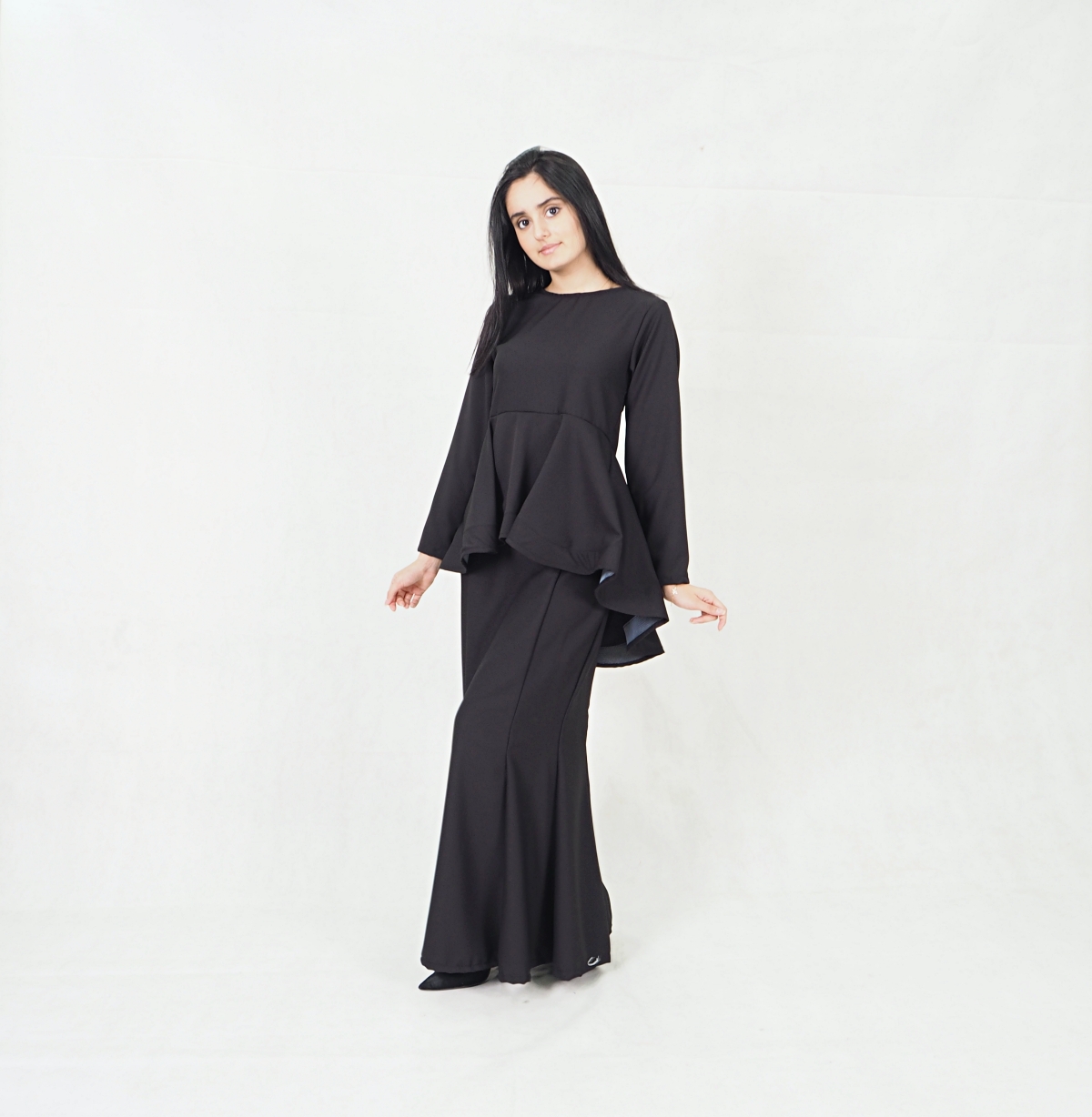 SW5379 Peplum Fishtail Baju Kurung Black