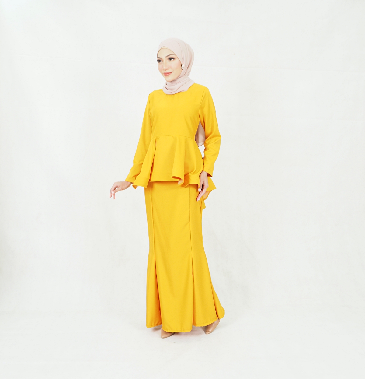 SW5379 Peplum Fishtail Baju Kurung Mustard