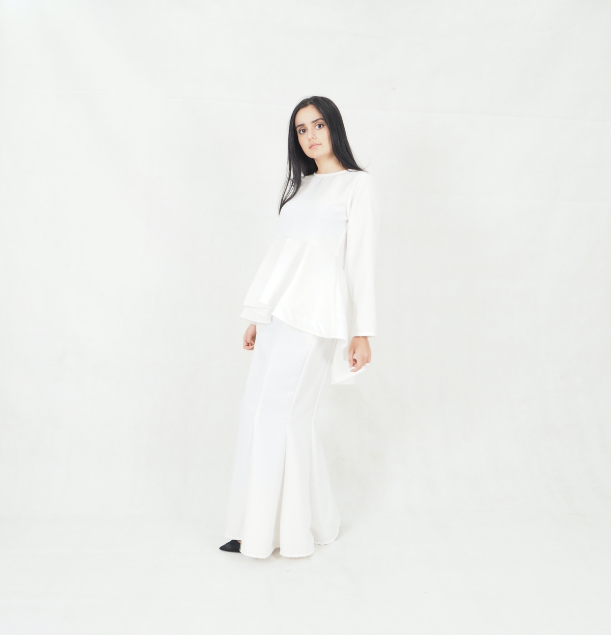 SW5379 Peplum Fishtail Baju Kurung White