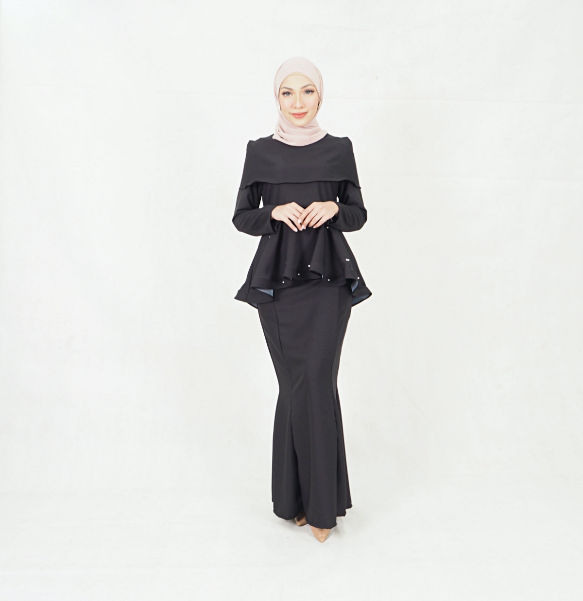 SW5379 Peplum Fishtail Baju Kurung Black