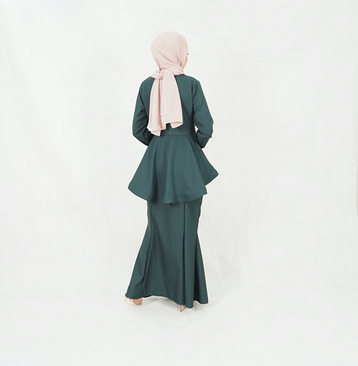 SW5379 Peplum Fishtail Baju Kurung Emerald Green