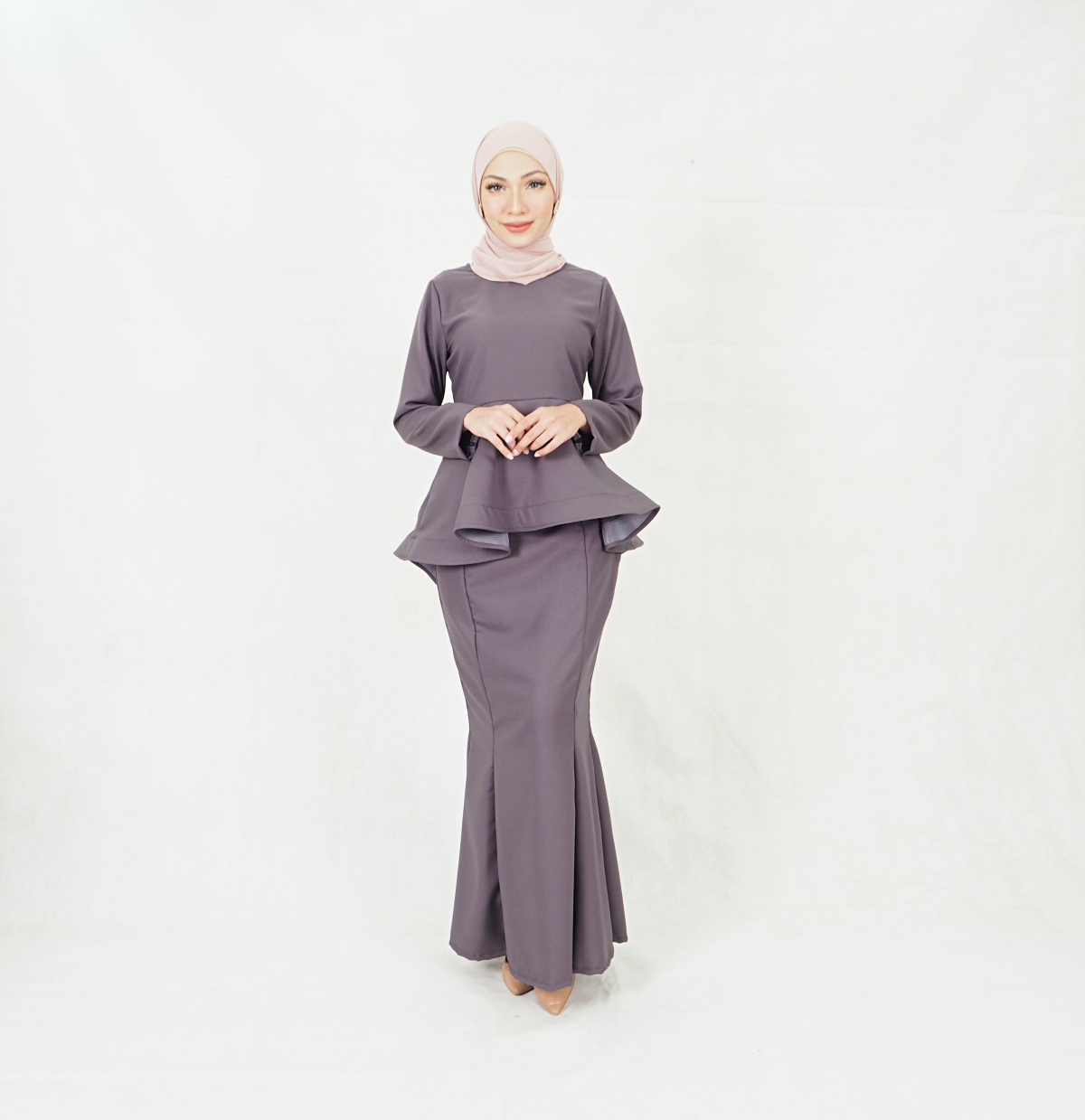 SW5379 Peplum Fishtail Baju Kurung Grey