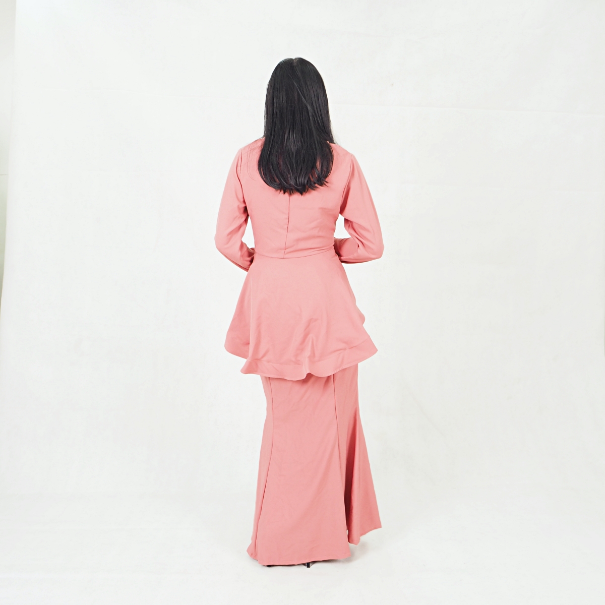 SW5379 Peplum Fishtail Baju Kurung Pink
