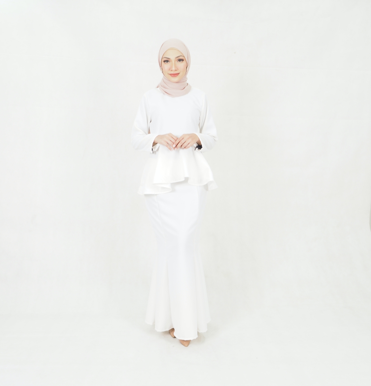 SW5379 Peplum Fishtail Baju Kurung White