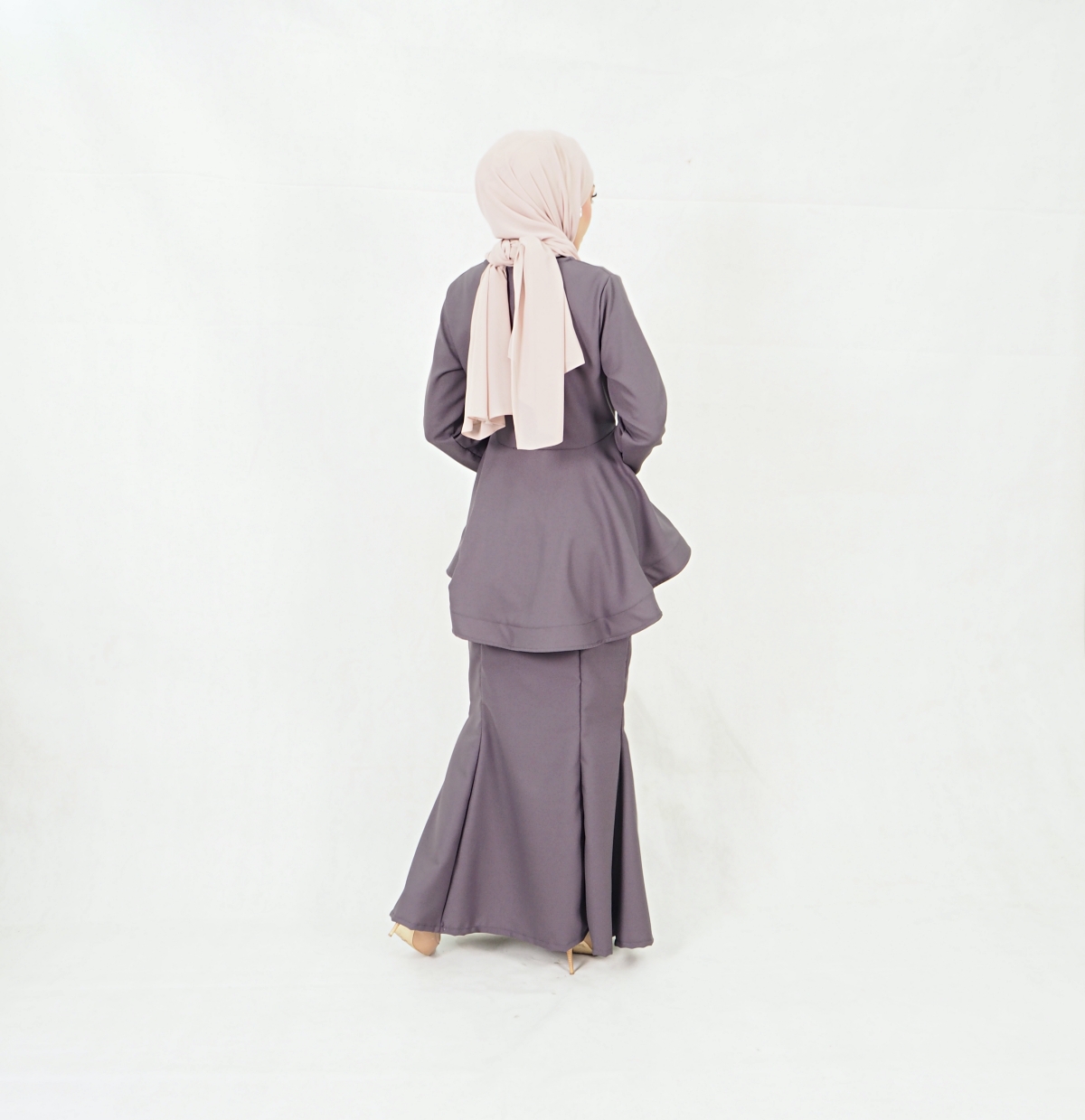 SW5379 Peplum Fishtail Baju Kurung Grey