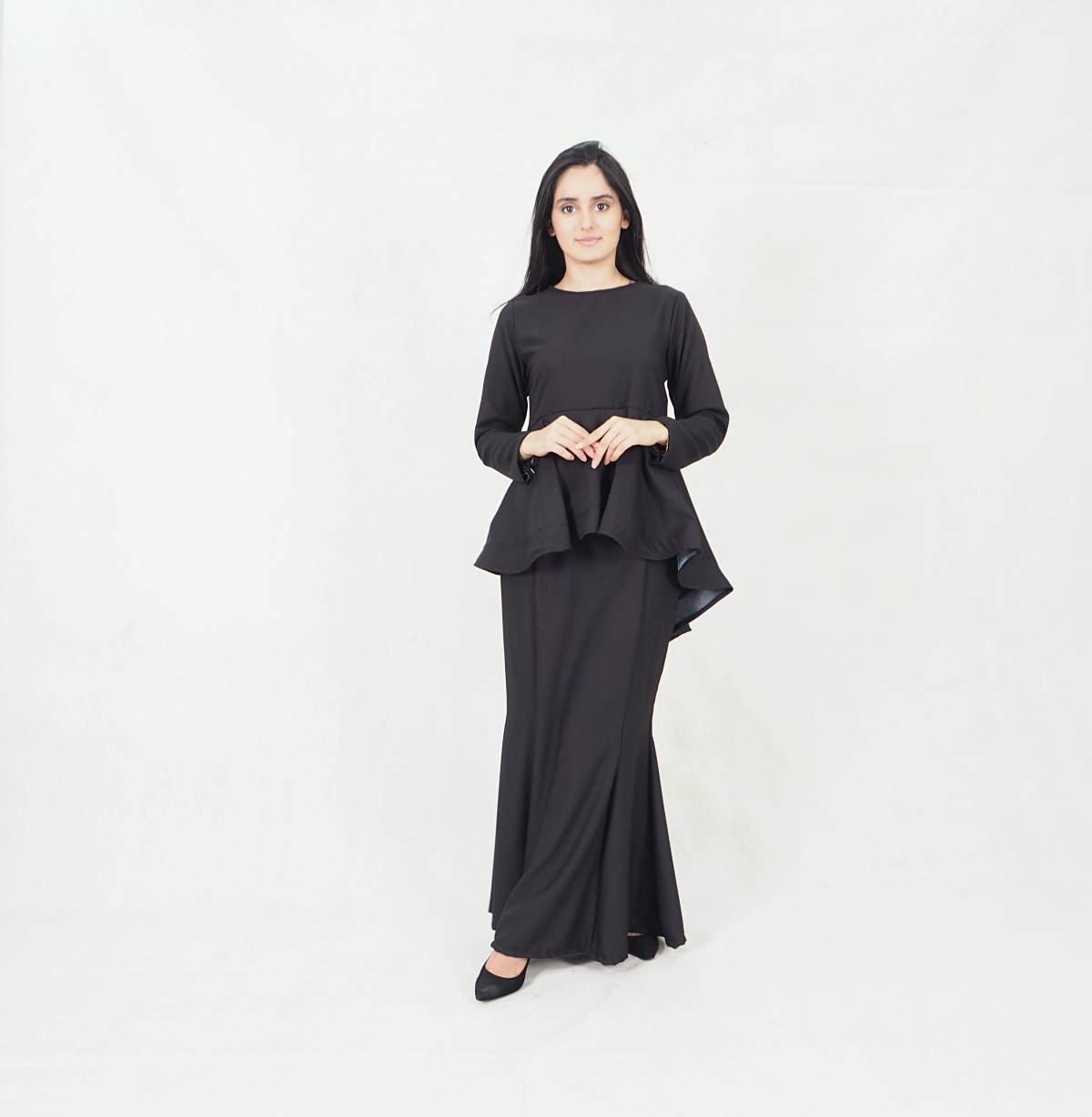 SW5379 Peplum Fishtail Baju Kurung Black