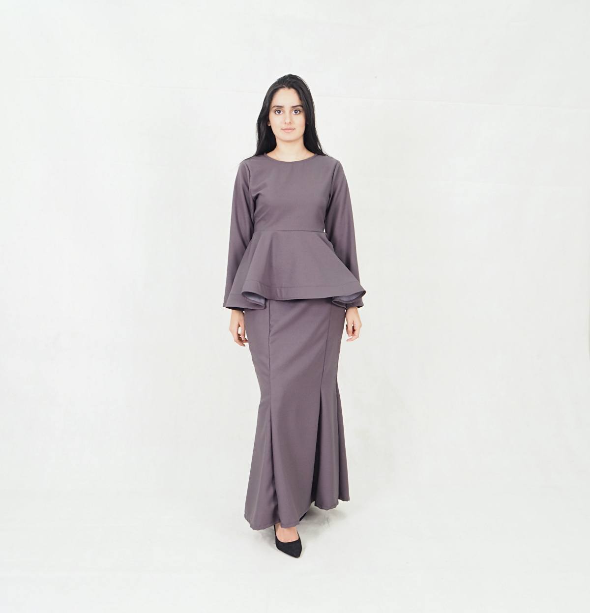 SW5379 Peplum Fishtail Baju Kurung Grey