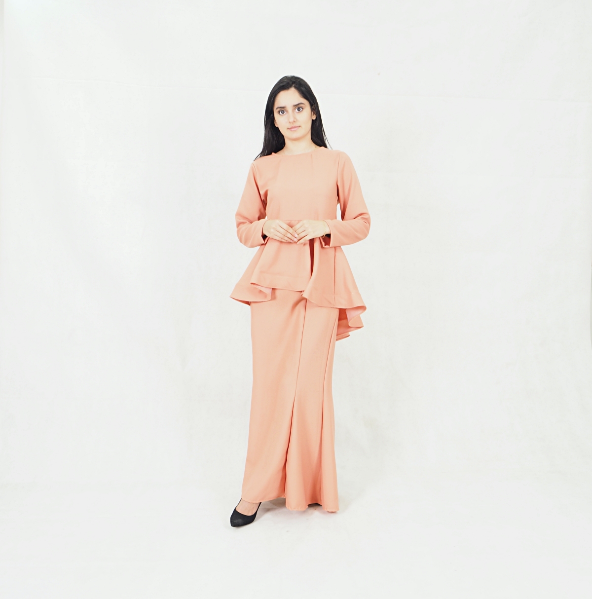 SW5379 Peplum Fishtail Baju Kurung Peach