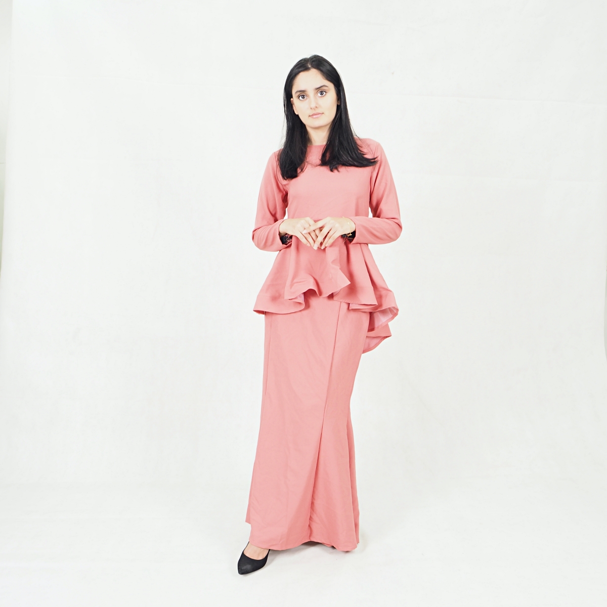 SW5379 Peplum Fishtail Baju Kurung Pink