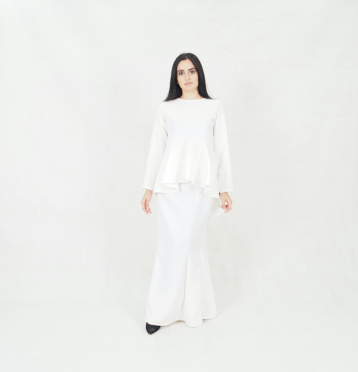 SW5379 Peplum Fishtail Baju Kurung White