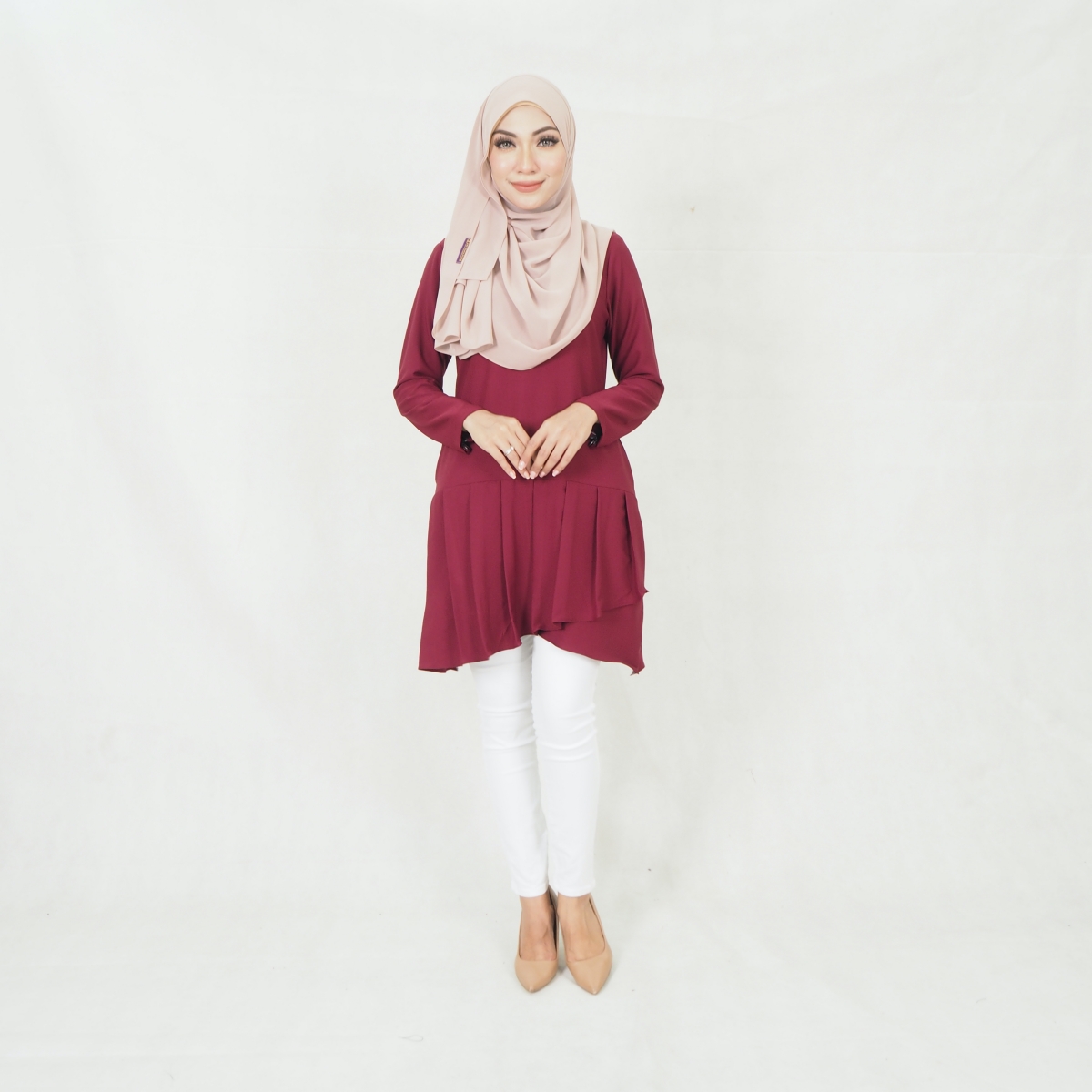 SW5381 Women's Long Sleeves Blouse Maroon