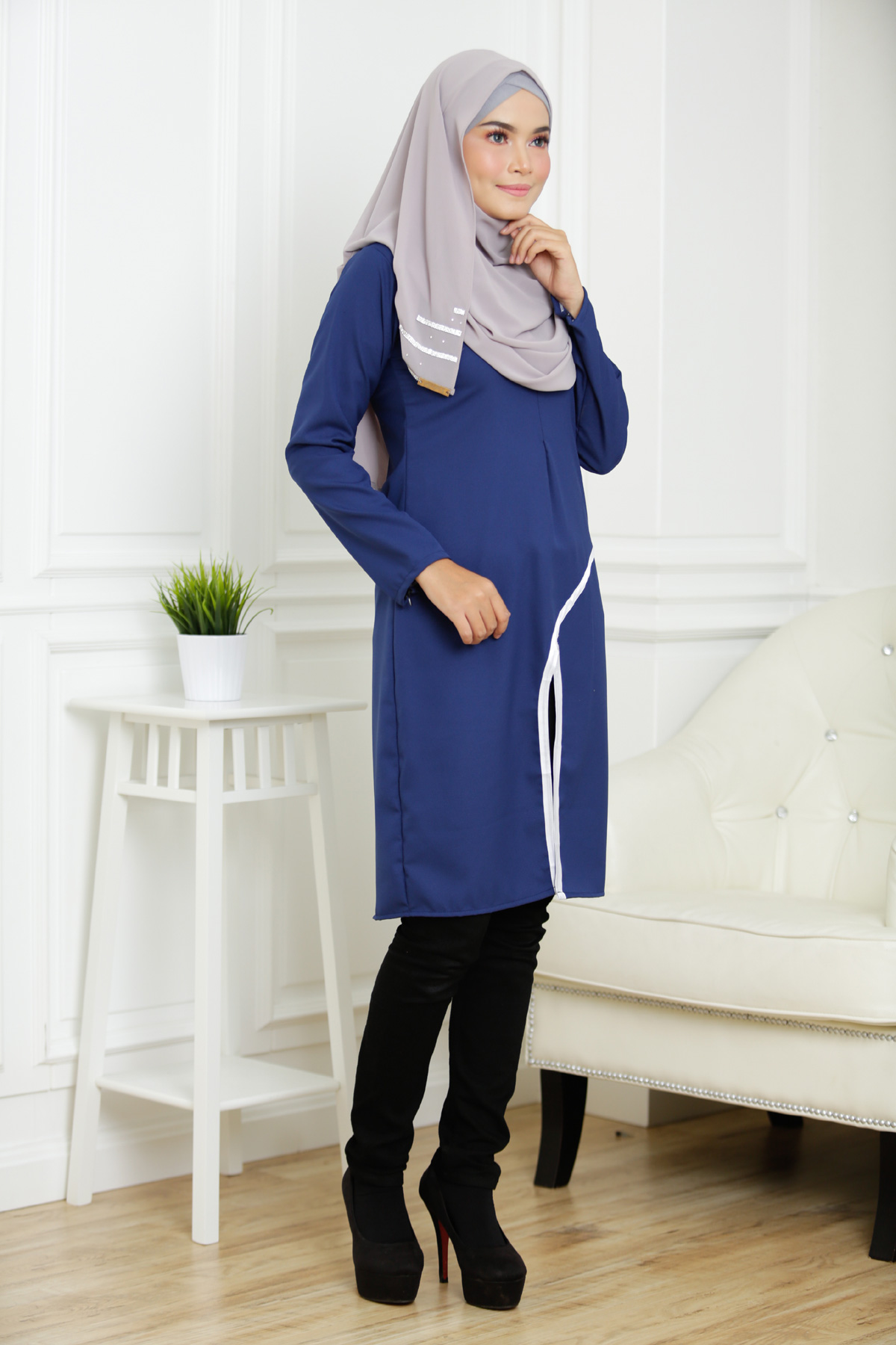 SW5382 (PLUS SIZE) MATERNITY BLOUSE NAVY BLUE