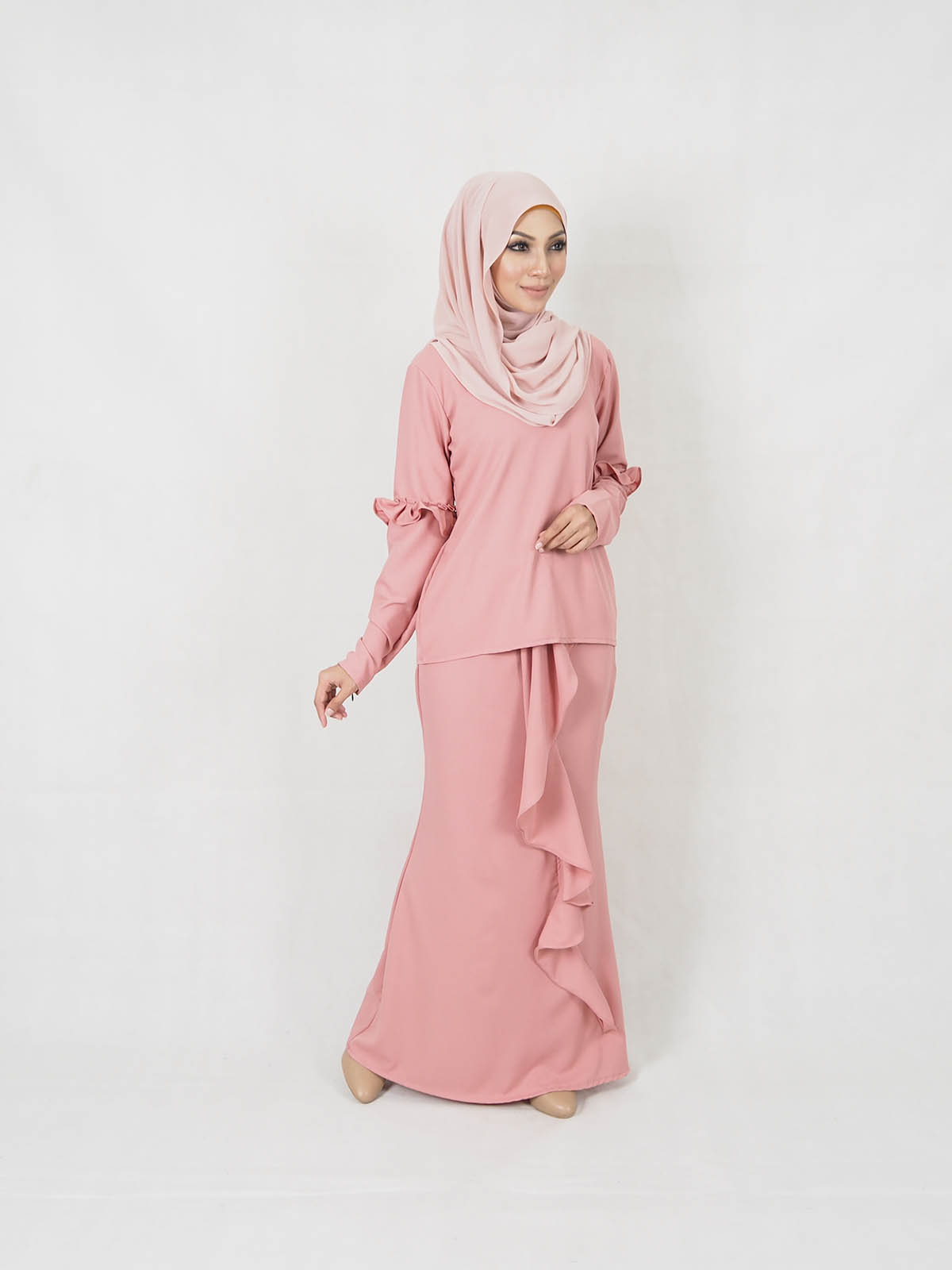 SW5383 MODERN MATERNITY MUSLIMAH BAJU KURUNG PINK