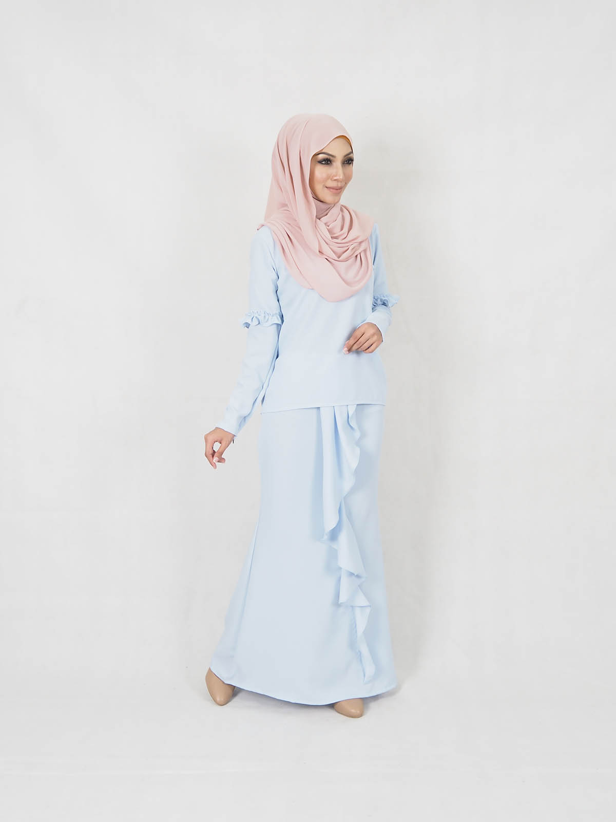 SW5383 MODERN MATERNITY MUSLIMAH BAJU KURUNG LIGHT BLUE