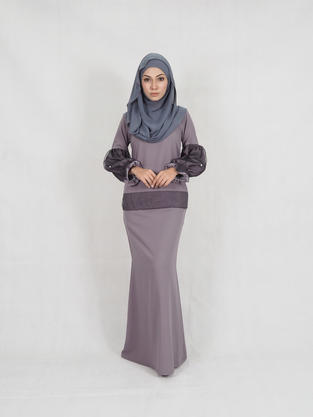 SW5384 MATERNITY STYLISH BAJU KURUNG GREY