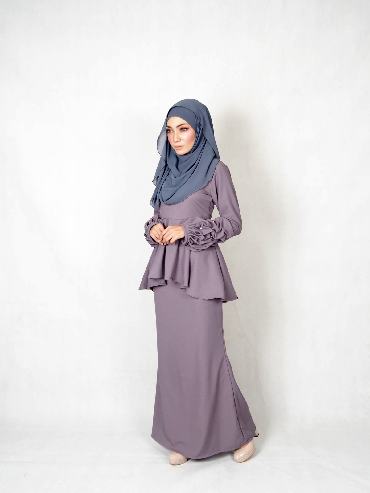 SW5385 MATERNITY PEPLUM BAJU KURUNG GREY