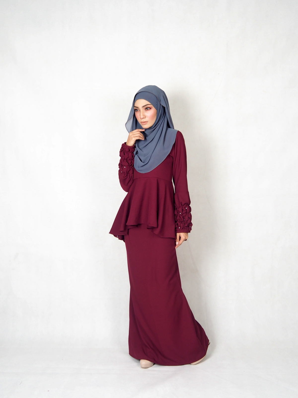 SW5385 MATERNITY PEPLUM BAJU KURUNG MAROON