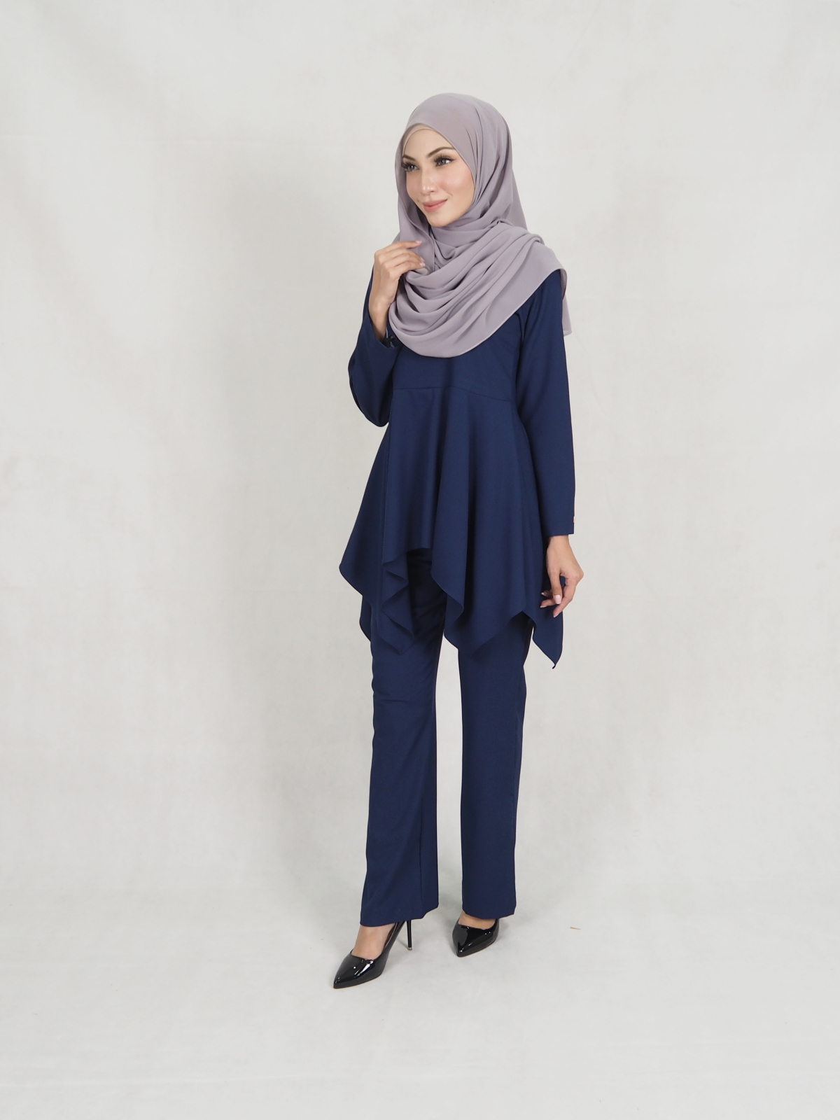 SW5389 (BREASTFEEDING) BLOUSE & PALAZZO PANTS  NAVY BLUE