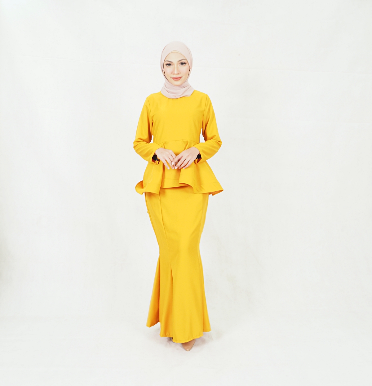 SW5379 Peplum Fishtail Baju Kurung Mustard