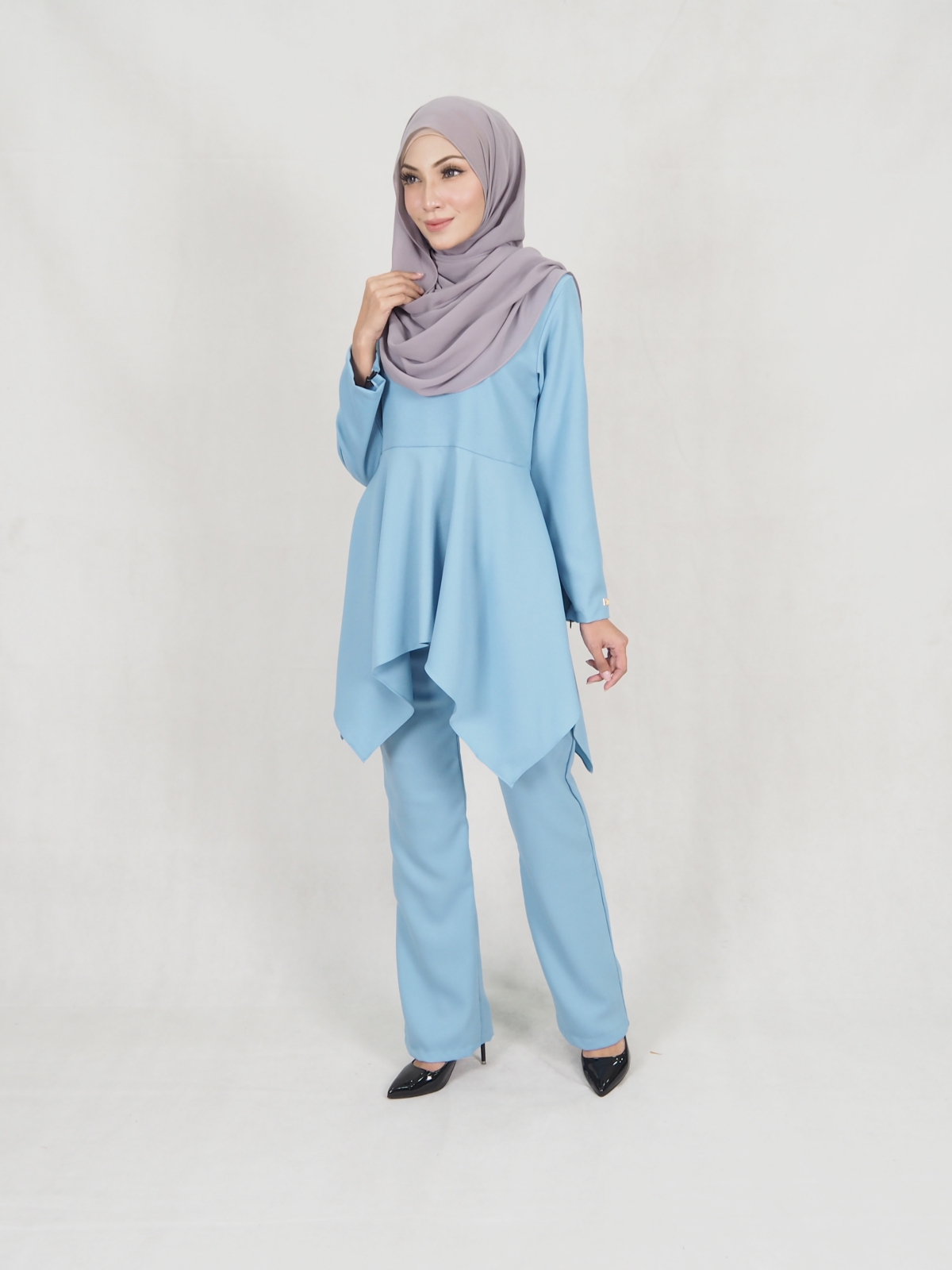 SW5389 (BREASTFEEDING) BLOUSE & PALAZZO PANTS  LIGHT BLUE
