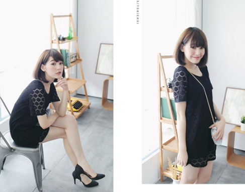 BM71311 Korean Lace Top Black