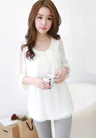 BM71312 Collar Lace Blouse White