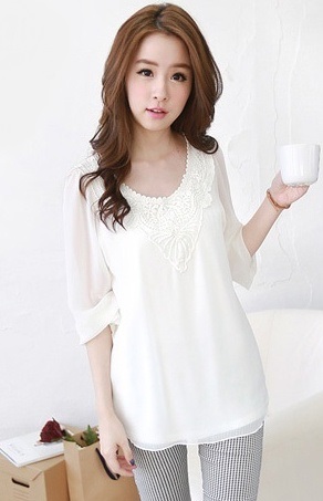 BM71312 Collar Lace Blouse White