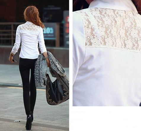BM71320 Korean Lace Panel Top White