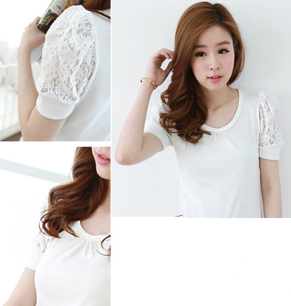 BM71332 Lace Sleeve Top White