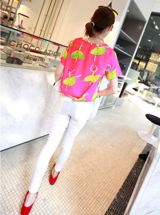 BM71334 Printed Korean Top Pink