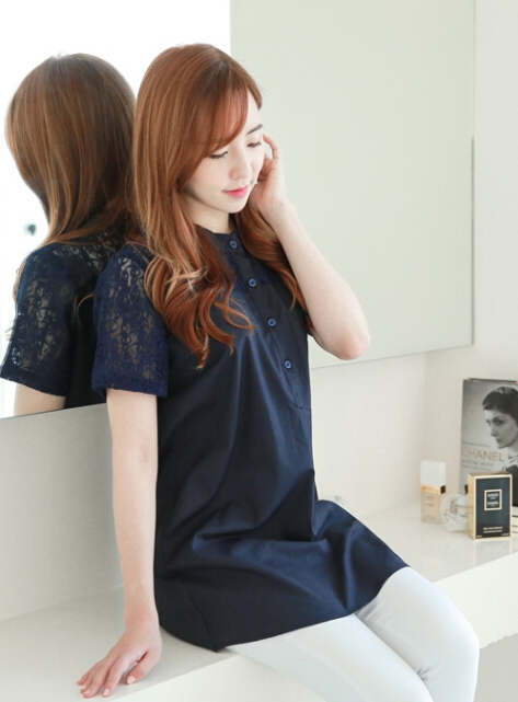 BM71336 Button Blouse Navy