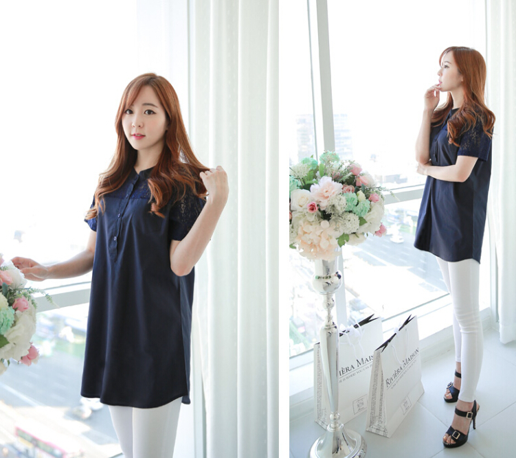 BM71336 Button Blouse Navy