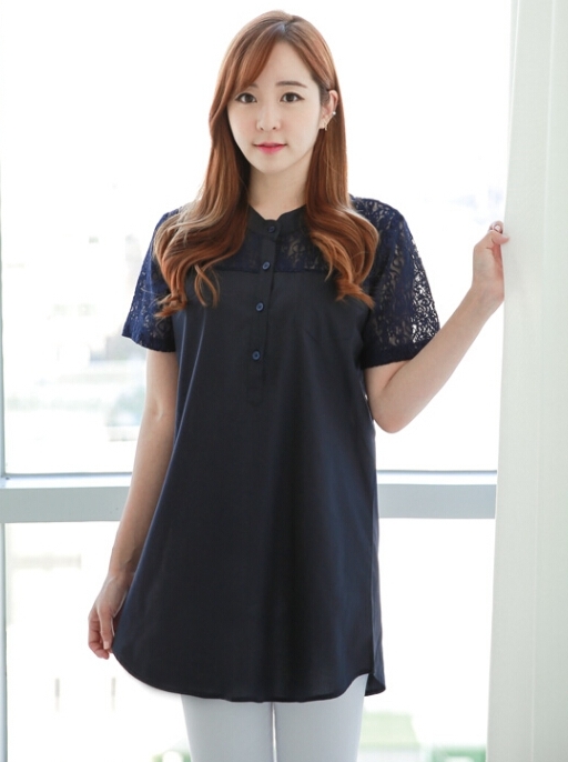 BM71336 Button Blouse Navy