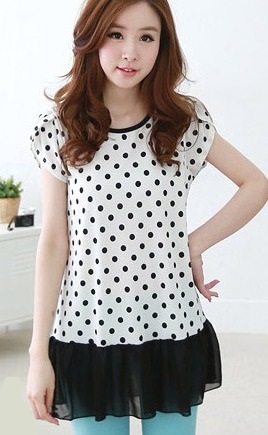 BM71338 Polka Dot Top White