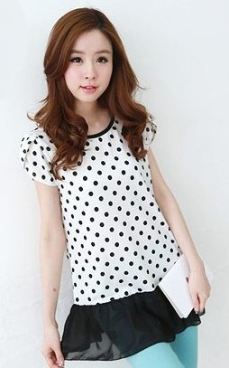 BM71338 Polka Dot Top White
